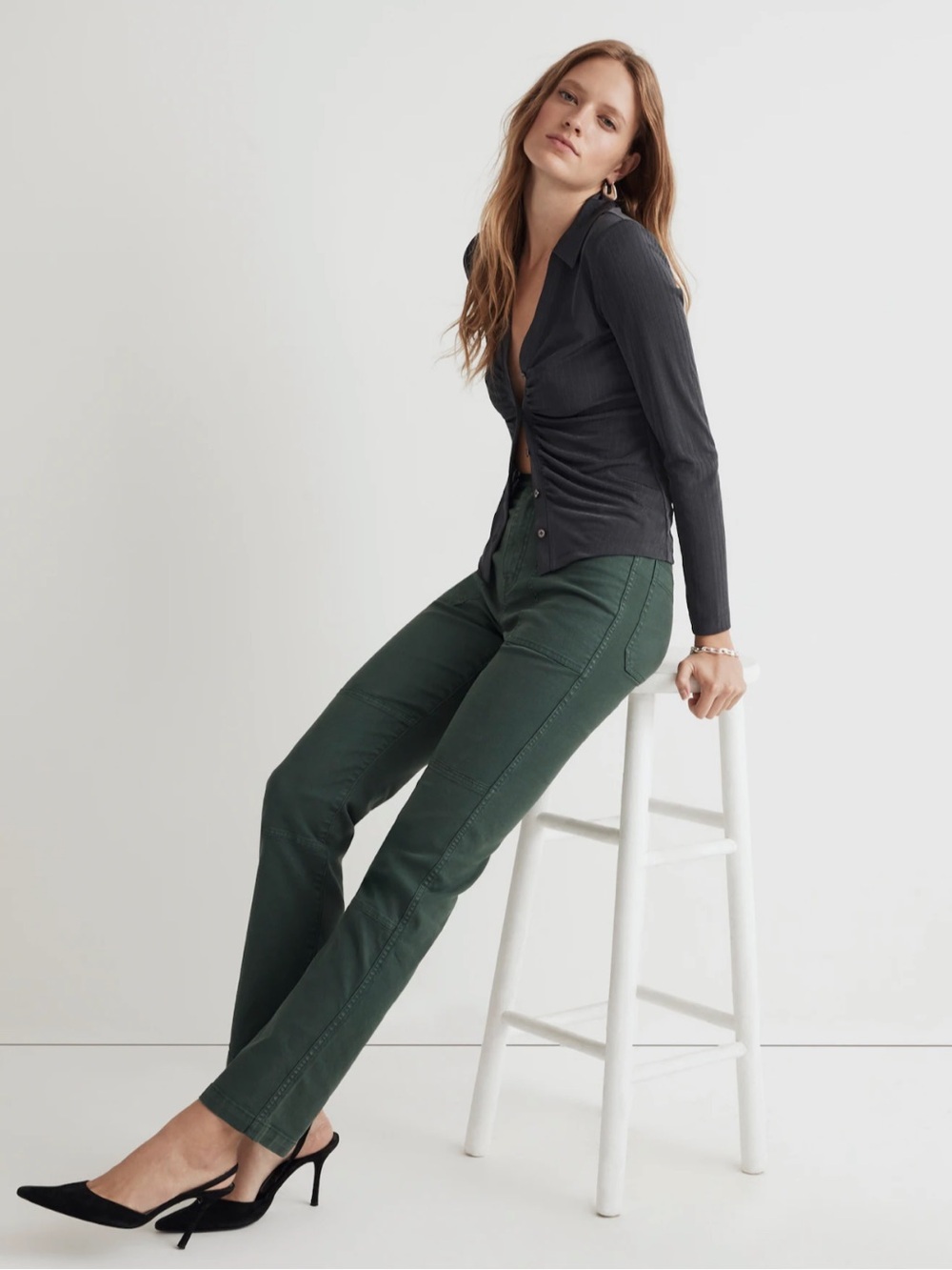 Madewell 90’s Straight Utility Pants in Old Spruce Dark Green Sz 27